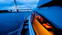 Luxury yacht AY74 by night